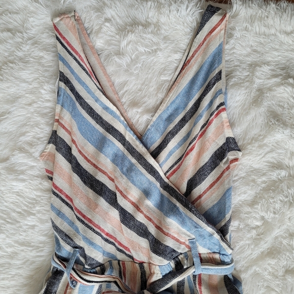 Indigo Rein Linen V-Neck Sleeveless Wide Leg Jumpsuit Size Large - Picture 4 of 16